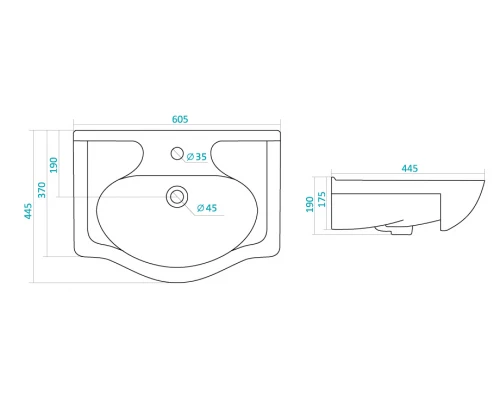 Раковина мебельная Santek Селигер-60, WH110268, 60.5 x 44.5 см, белая
