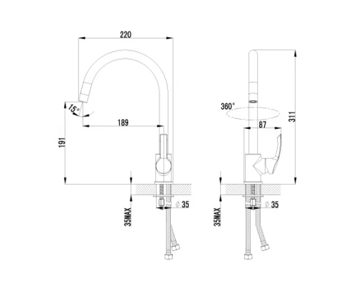 Смеситель Lemark plus Strike LM1105C для кухонной мойки