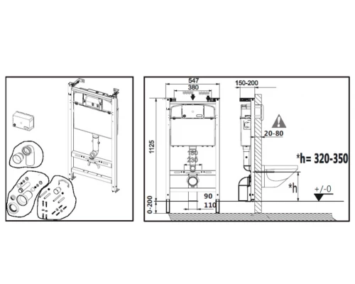 Инсталляция Roca Meridian с унитазом, сиденье микролифт, кнопка смыва, комплект, 893104110