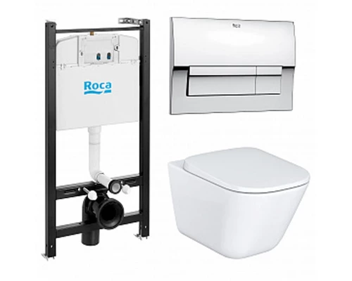 Инсталляция Roca с безободковым унитазом Roca Gap 34647L000, сиденье микролифт, клавиша хром, комплект 893104100