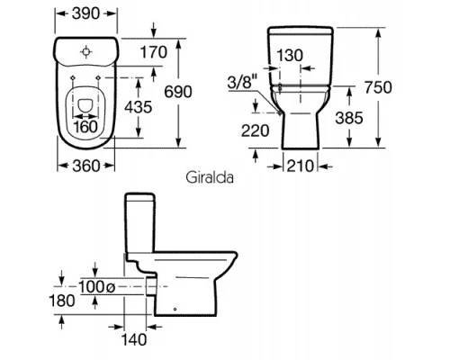Напольный унитаз Roca Giralda 7.3424.6.600.0/7.3414.6.900.0