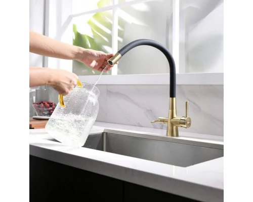 Смеситель Lemark Comfort LM3075C-Blue для кухонной мойки, с подключением к фильтру питьевой воды, хром/синий