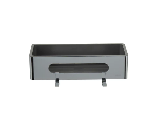 Полка для душа прямая Lemark SHELF LINE из нерж. стали с крючками, хром/вставка-пластик графит (9771043)