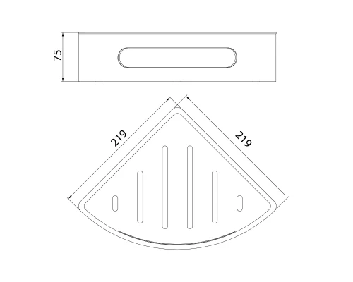 Полка для душа угловая Lemark SHELF LINE из нерж. стали с крючками, хром/вставка-пластик графит (9771046)