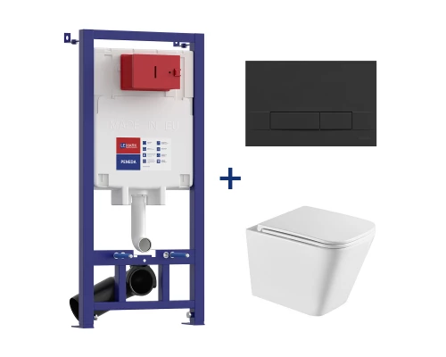 Комплект 3в1: Инсталляция Lemark PENEDA с кнопкой смыва BIT чёрный матовый + унитаз подвесной FLOREX Торнадо (100802420)