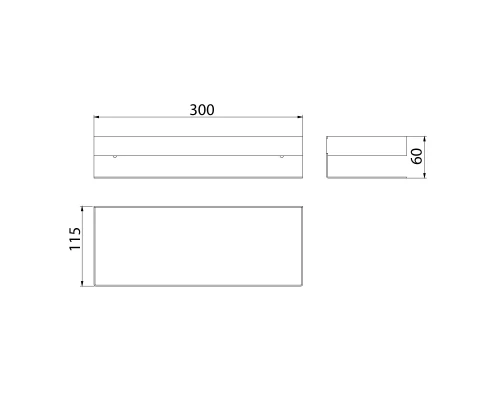 Полка для душа прямая Lemark SHELF LINE 300 мм из нерж. стали с крючками, хром (9771049)