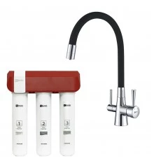 Комплект Lemark Смеситель LM3075C для кухни с гибким изливом + Фильтр для очистки жесткой воды OPTIMA, защита от накипи (LM3075C086)