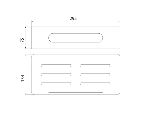 Полка для душа прямая Lemark SHELF LINE из нерж. стали с крючками, хром/вставка-пластик графит (9771043)