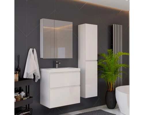 Зеркальный шкаф 70x79 см белый глянец Lemark Universal LM70ZS-U