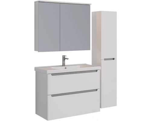 Зеркальный шкаф 90x80 см белый глянец Lemark Zenon LM90ZS-Z