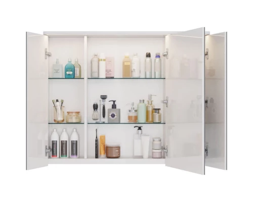 Зеркальный шкаф 100x80 см белый глянец Lemark Zenon LM100ZS-Z