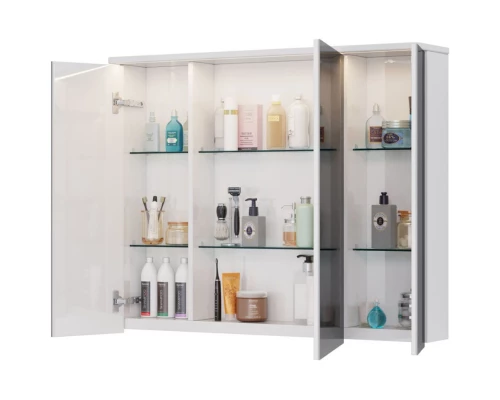 Зеркальный шкаф 100x80 см белый глянец Lemark Zenon LM100ZS-Z