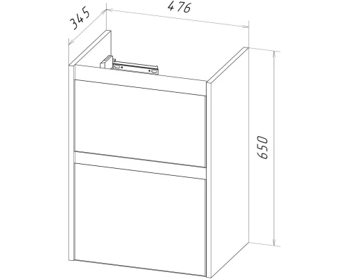 Тумба белый глянец/черный 47,6 см Lemark Combi LM03C50T-black