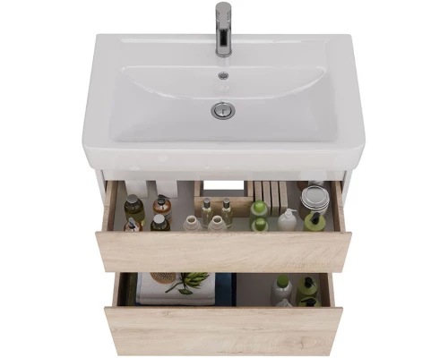 Тумба дуб кантри/белый глянец 74,4 см Lemark Combi LM03C80T-dub