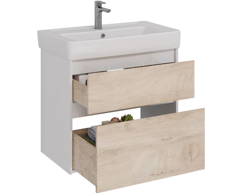 Тумба дуб кантри/белый глянец 74,4 см Lemark Combi LM03C80T-dub