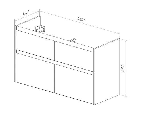 Тумба белый глянец/бетон 120 см Lemark Combi LM03C125T-Beton