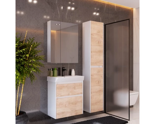 Пенал подвесной дуб кантри/белый глянец L/R Lemark Combi LM03C35P-dub