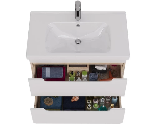 Тумба дуб кантри/белый глянец 75,4 см Lemark Olivia LM08OL80T