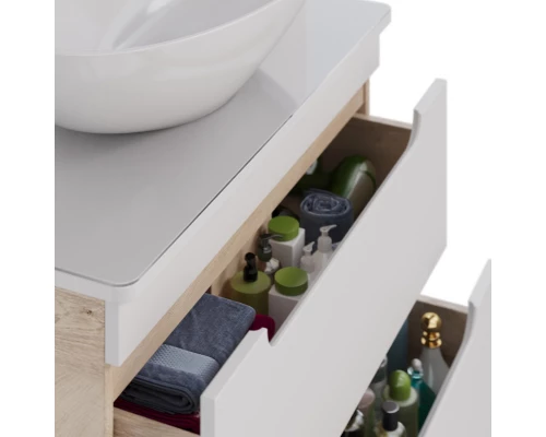 Тумба дуб кантри/белый глянец 75,4 см Lemark Olivia LM08OL80T