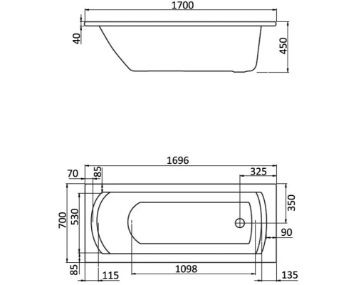 Акриловая ванна 170x70 см Santek Монако 1.WH11.1.979
