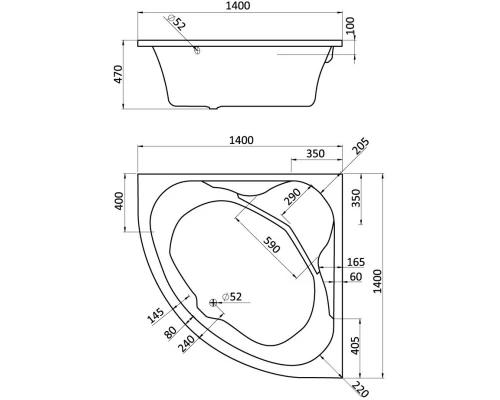 Акриловая ванна 140x140 см Santek Карибы 1.WH11.1.982
