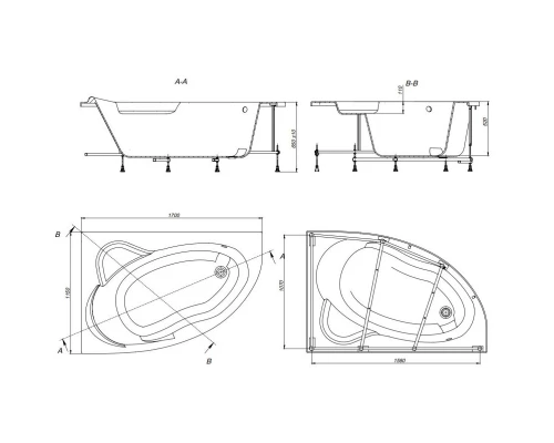 Акриловая ванна 170x115 см L Roca Luna 248640000