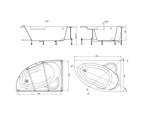 Акриловая ванна 170x115 см R Roca Luna 248641000