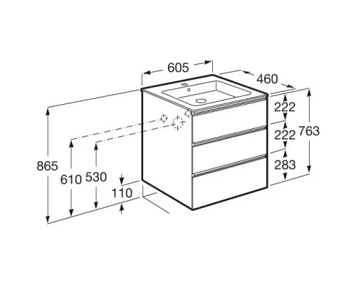 Тумба с раковиной белый глянец 60,5 см Roca The Gap 857552806 + 3279A8000