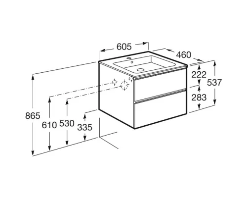 Тумба с раковиной белый глянец 60,5 см Roca The Gap 857550806 + 3279A8000
