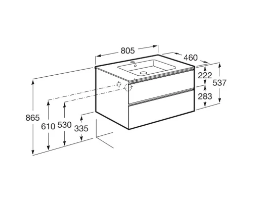 Тумба с раковиной белый глянец 80,5 см Roca The Gap 857551806 + 3279A4000