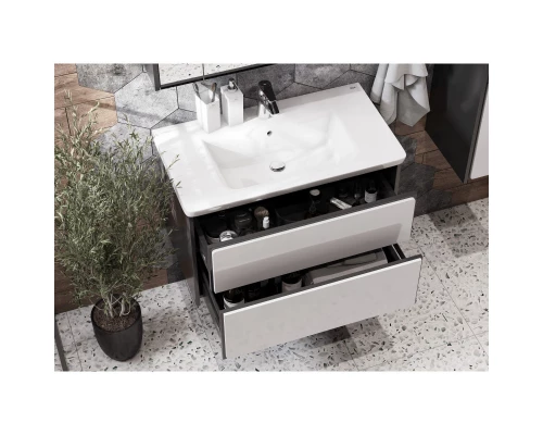 Тумба с раковиной белый глянец/антрацит 80 см Roca Ronda ZRU9302965 + 327470000