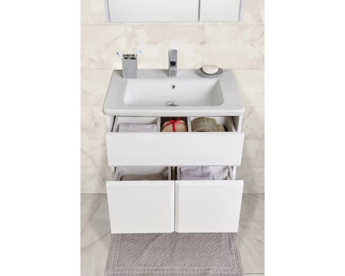 Тумба с раковиной белый глянец 70 см Roca Up ZRU9303011 + 327471000