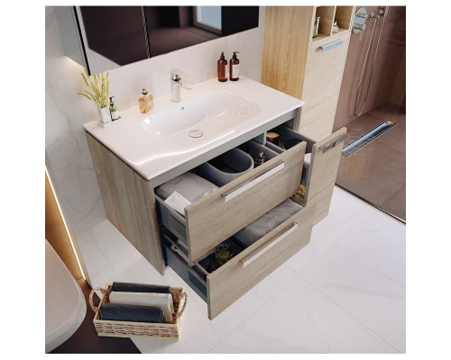 Комплект мебели светлый дуб 80 см Roca Lago 857296444 + 32799C000 + ZRU9000033