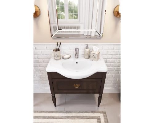 Тумба с раковиной дуб тёмный шоколад 105,5 см Roca America Evolution L ZRU9302944 + 327205000