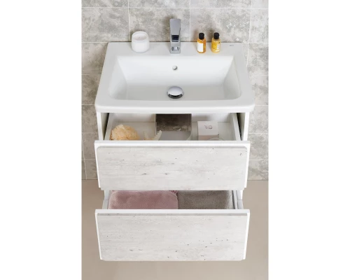 Тумба с раковиной бетон/белый матовый 60 см Roca Ronda ZRU9303002 + 327472000