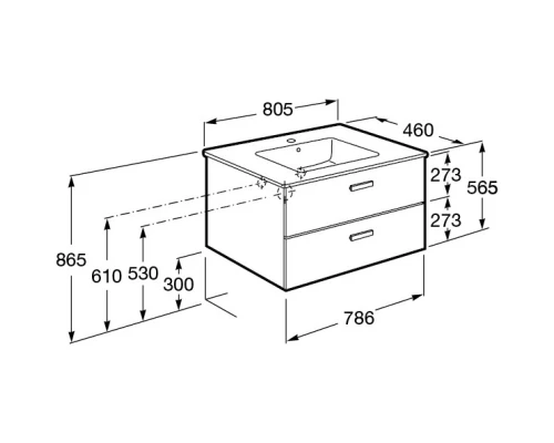 Комплект мебели белый глянец 80,5 см Roca Victoria Nord ZRU9000032 + 32799C000 + ZRU9000033
