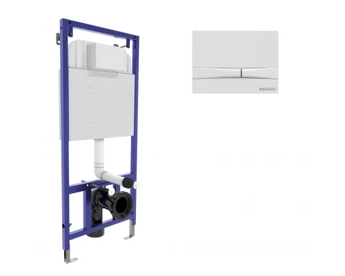 Инсталляция  для скрытого монтажа унитаза NOVUM кнопка F1 белая, BERGES