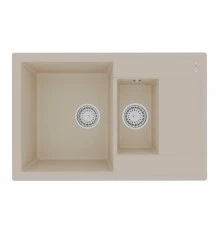 Кухонная мойка Lemark RAMZA 760 врезная прямоугольная с доп.чашей и крылом из кварцгранита, Бежевый