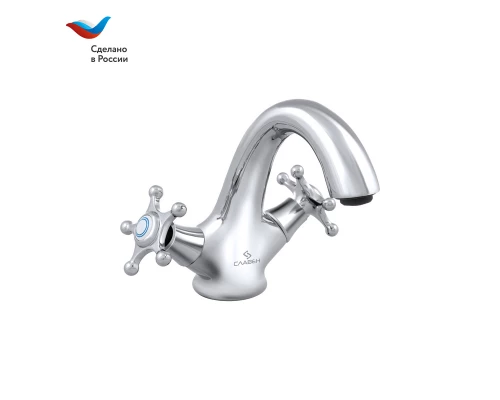 ГОРОД Смеситель для умывальника с литым изливом, двуручный, СЛАВЕН, И10