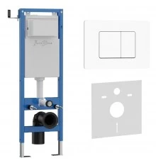 Комплект 2в1 IBERICA BLANCA инсталляция SILENCIO MINI, кнопка смыва INOX-C белый матовый (IB.001M.111)