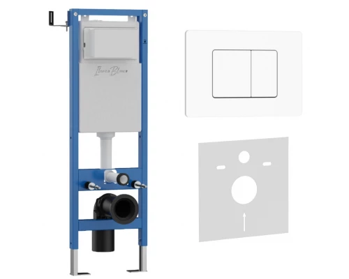 Комплект 2в1 IBERICA BLANCA инсталляция SILENCIO MINI, кнопка смыва INOX-C белый матовый (IB.001M.111)