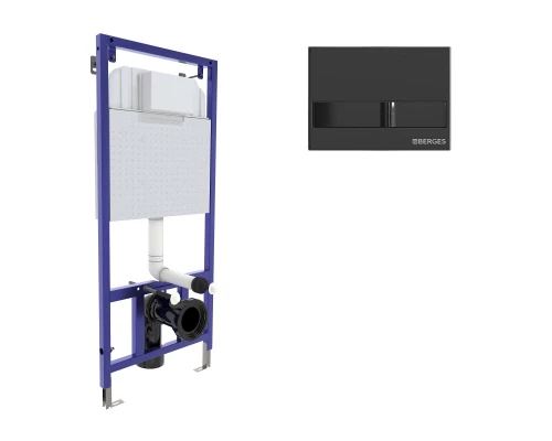 Инсталляция  для скрытого монтажа NOVUM L6 с кнопкой черный глянец, BERGES