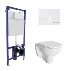 Комплект для монтажа подвесного унитаза GAMMA: инсталляция NOVUM525, кнопка L1, унитаз  с сиденьем