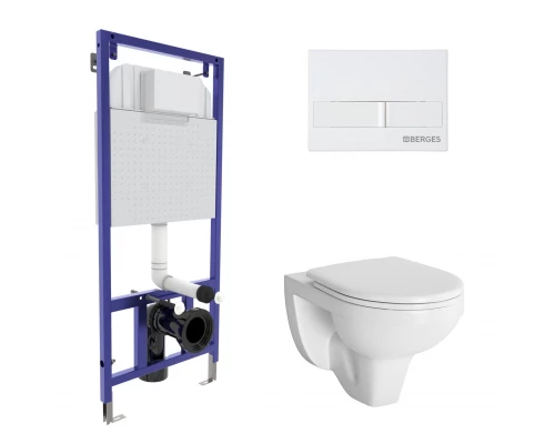 Комплект для монтажа подвесного унитаза GAMMA: инсталляция NOVUM525, кнопка L1, унитаз  с сиденьем