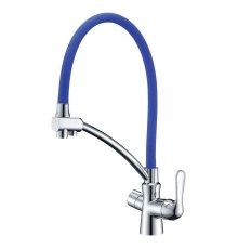Comfort Смеситель для кухни, гиб.излив 210мм фильтр.воды, р/ОД, хром/синий, LM, LM3070C-Blue