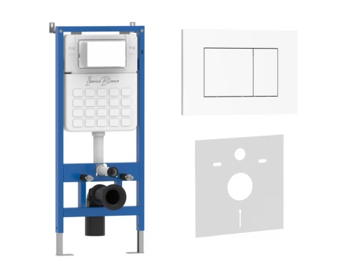 Комплект 2в1 IBERICA BLANCA инсталляция SILENCIO, кнопка смыва ESTI-S белый глянцевый (IB001.855)