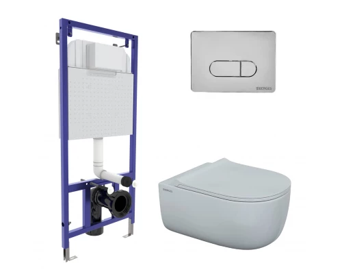 Комплект для монтажа  подвесного унитаза: инсталляция NOVUM525, кнопка D3 хром глянец, унитаз EGO XL