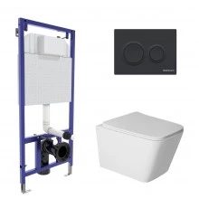 Комплект: инсталляция NOVUM кнопка O5 Soft Touch черная, унитаз SIGMA Rimless 52 см, сиденье дюропла