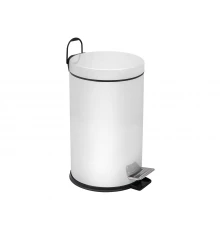 Ведро-контейнер для мусора с педалью 12 л, белое,  BERGES