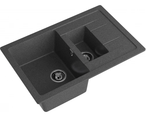 GRANFEST Мойка композит QUADRO GF-Q--775KL 1.5-чаш+крыло 775*500мм графит арт.GF-